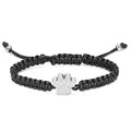 Black braided pet keepsake bracelet with silver-tone paw charm