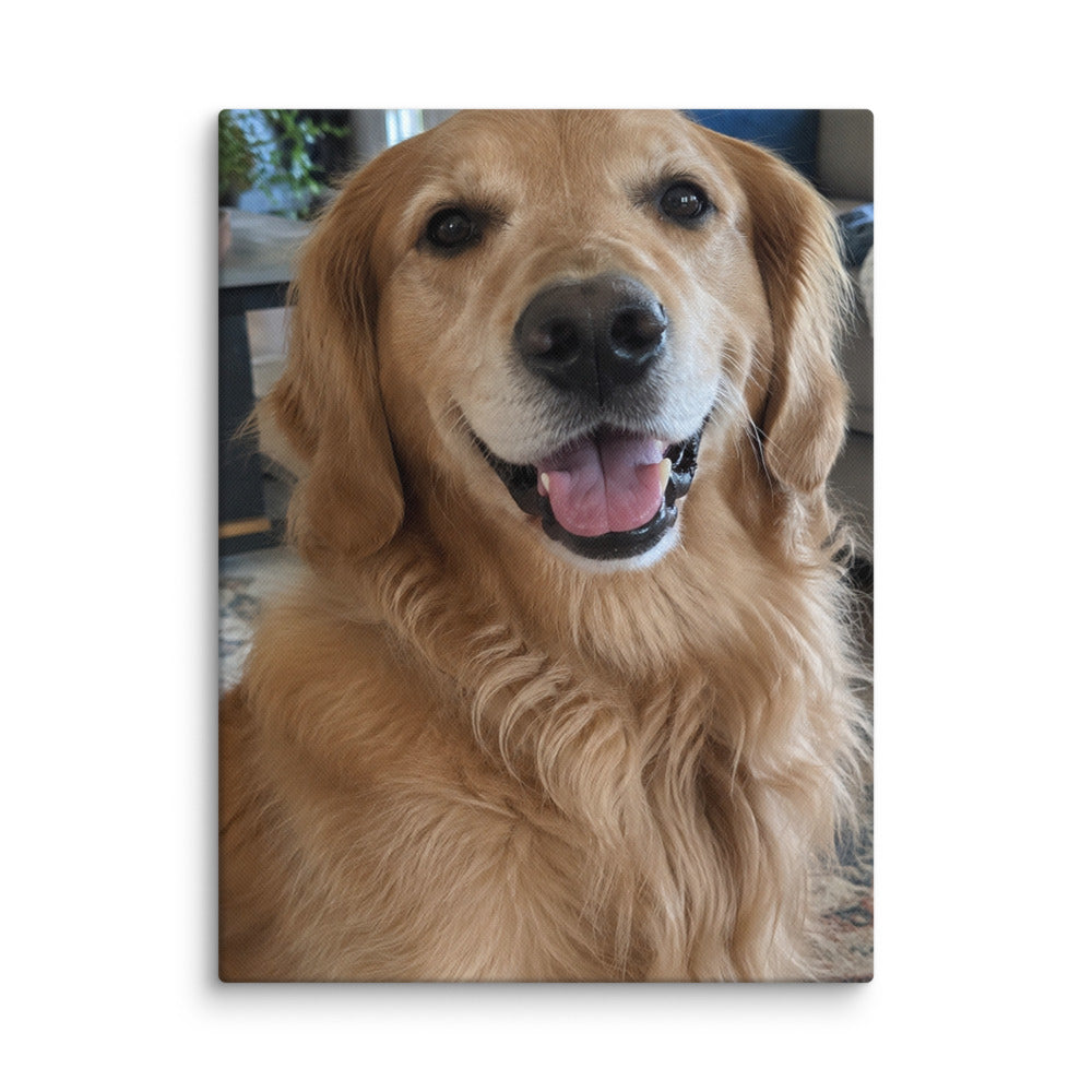 Actual pet photo printed on the 30 × 40 cm stretched canvas; sample Printful mockup