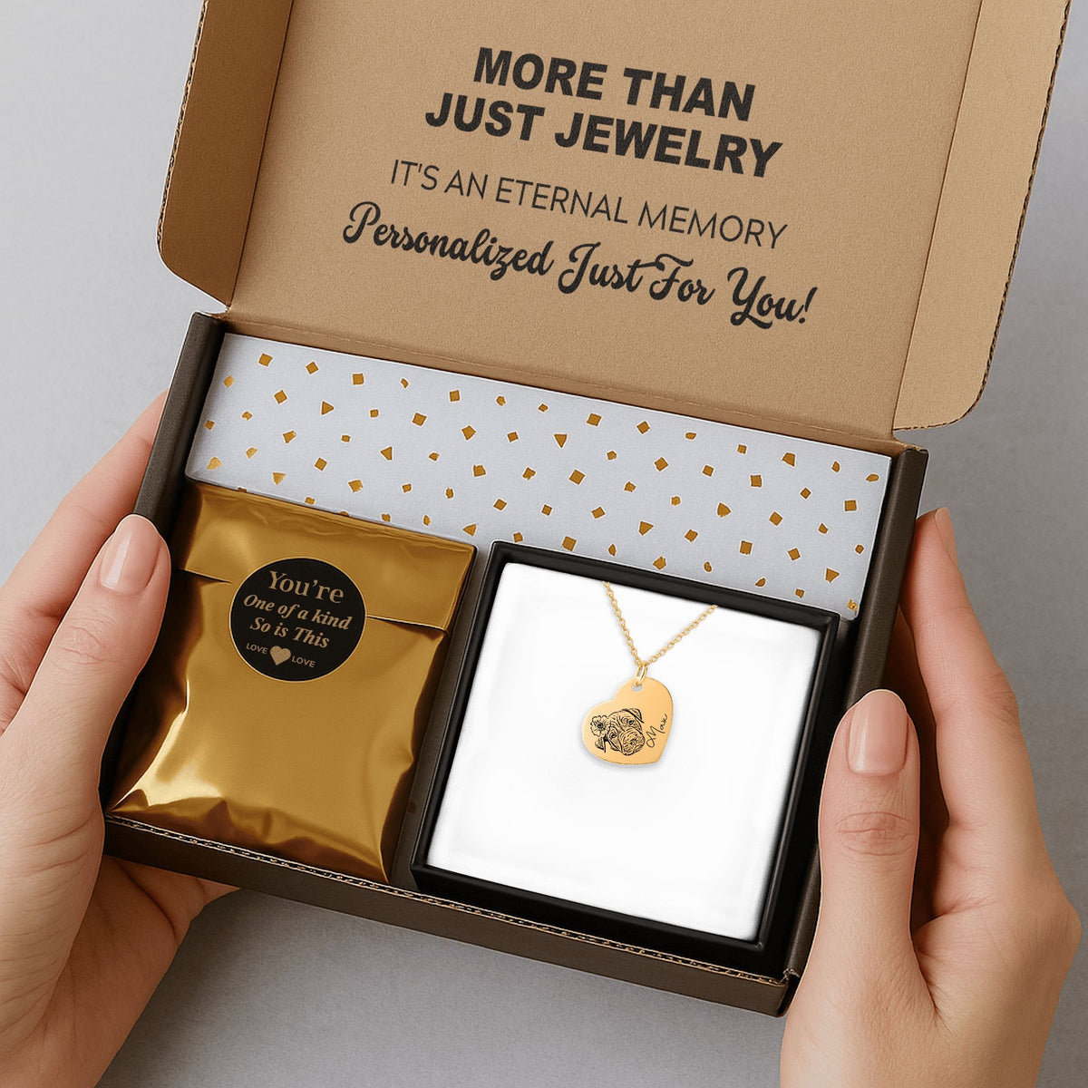 Pet portrait heart necklace engraved from a photo – view 7