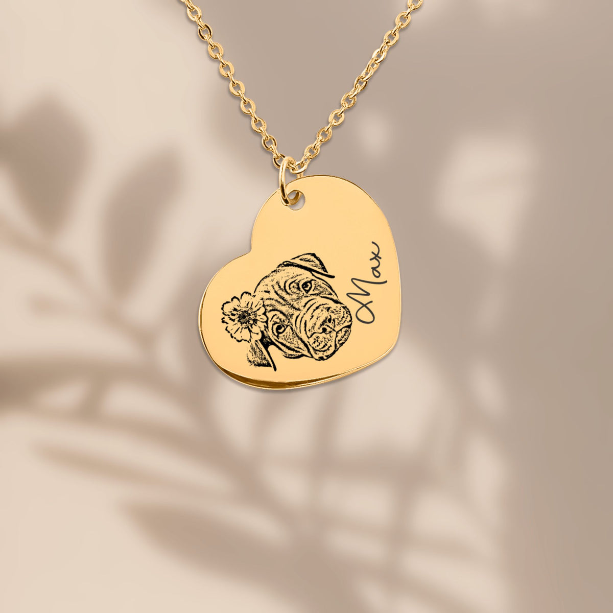 Pet portrait heart necklace engraved from a photo – view 6