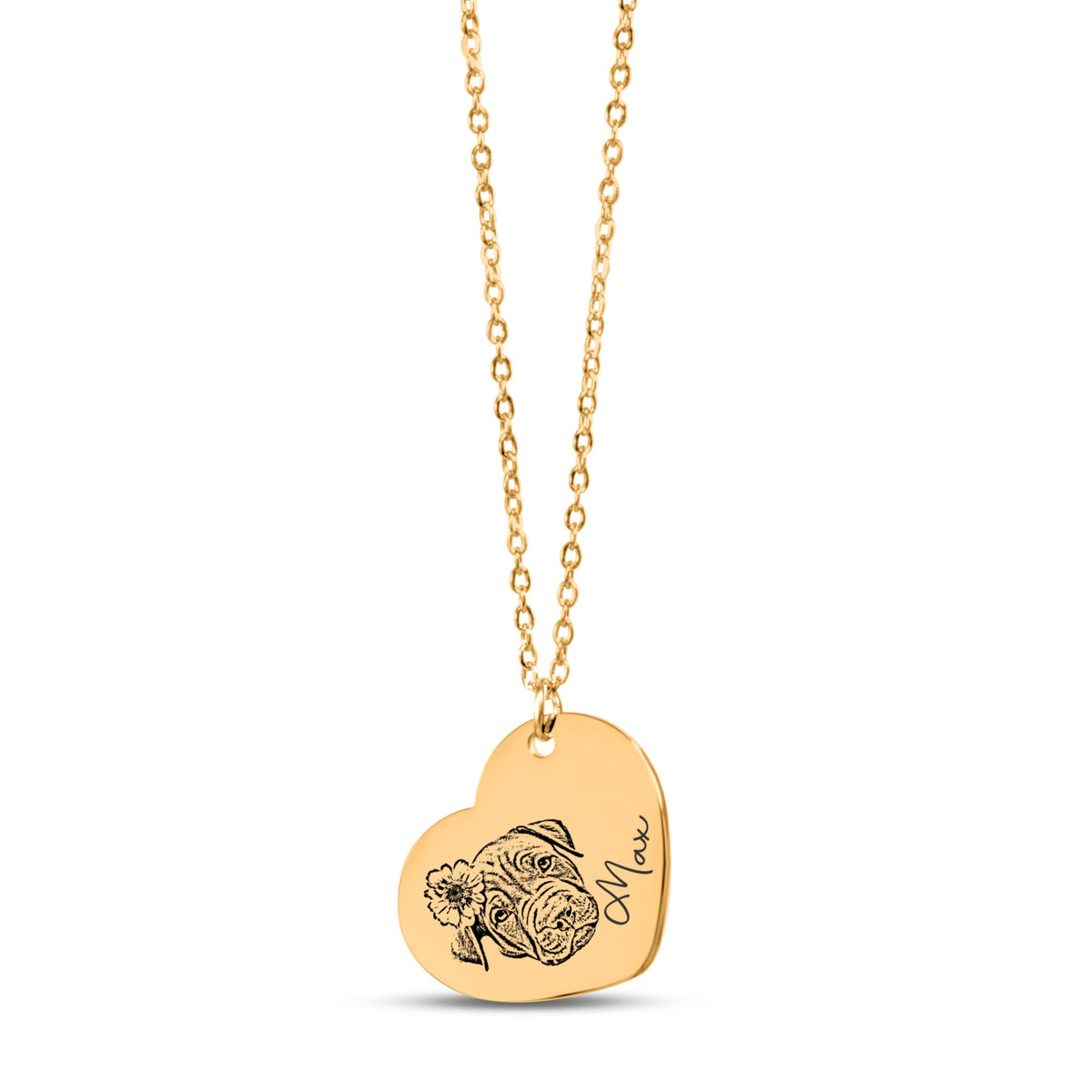 Pet portrait heart necklace engraved from a photo – view 5