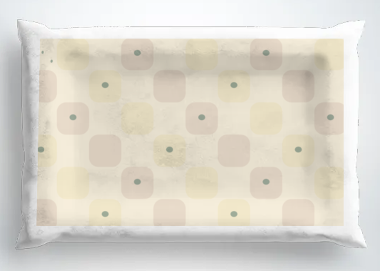 Dog Pillow in Playful Check; detail-framed digital concept preview with the print layer aligned to the front surface; not a physical sample or final print proof.
