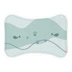 Printify MWW bone-shape pet mat mockup with Coastal Paws contour-following design; shape-aware design example