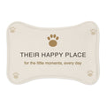 Printify MWW bone-shape pet mat mockup with Their Happy Place contour-following design; shape-aware design example