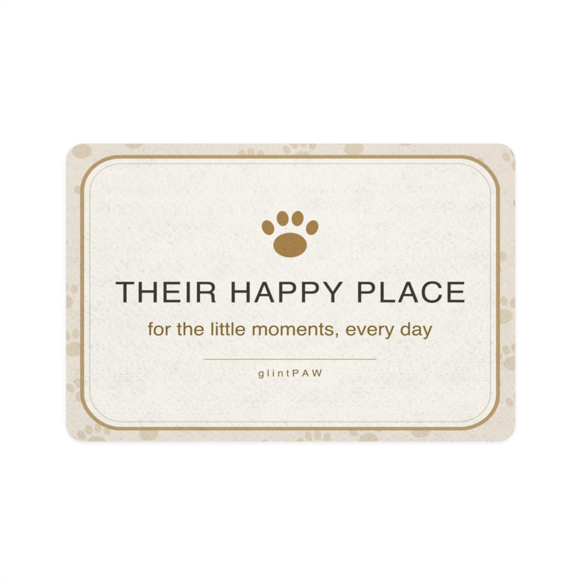 Printed Mint rectangular 12 by 18 inch pet food mat mockup with classic design; design example