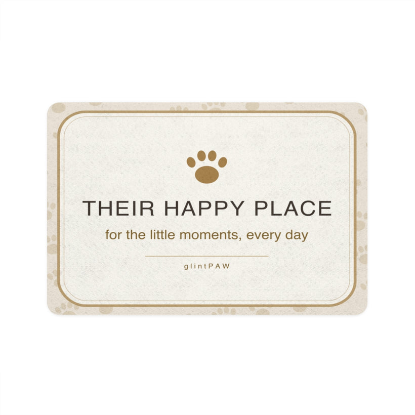 Printed Mint rectangular 12 by 18 inch pet food mat mockup with classic design; design example